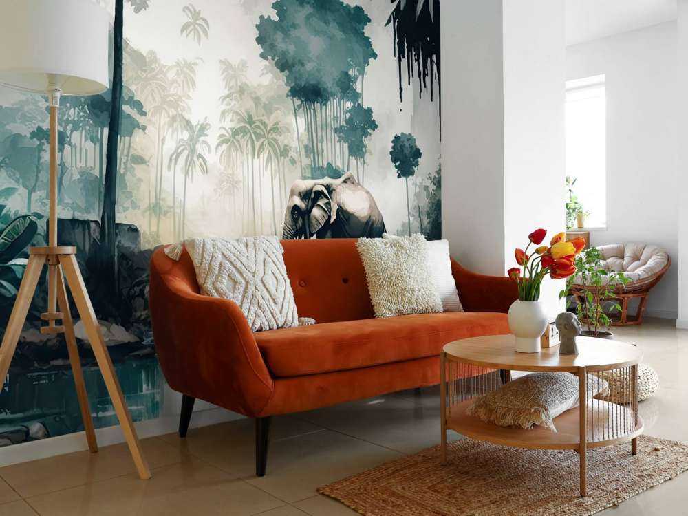 Tropical jungle in watercolor style