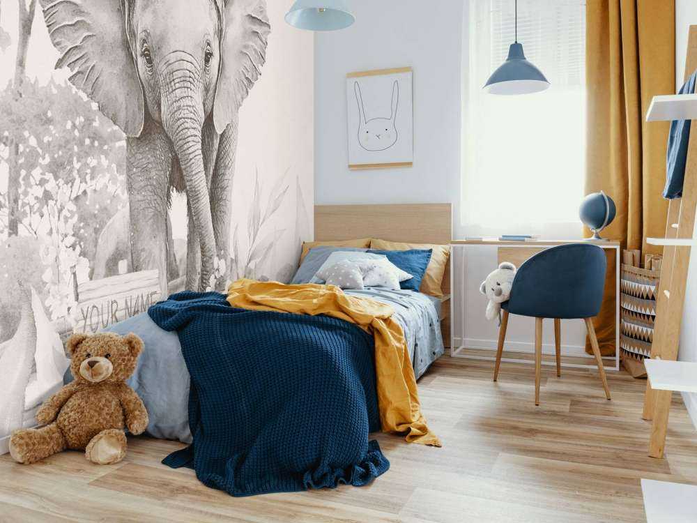 Baby elephant in the jungle beige