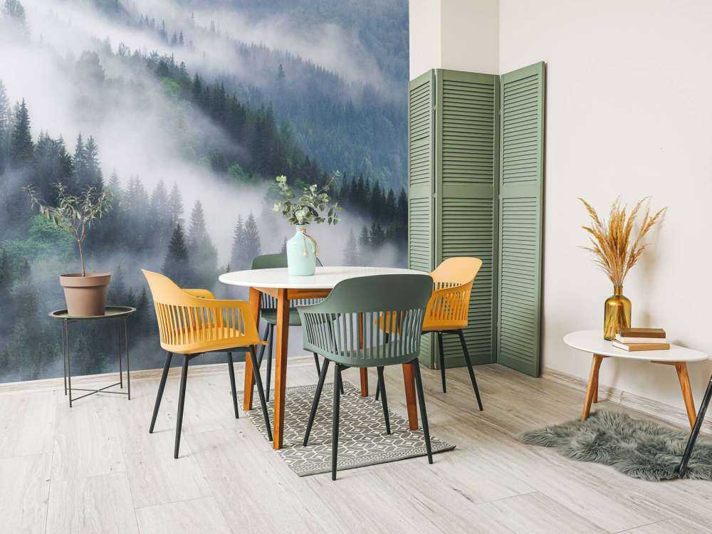 Foggy forest in the mountains