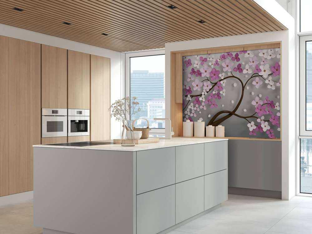 Tree with purple white flowers