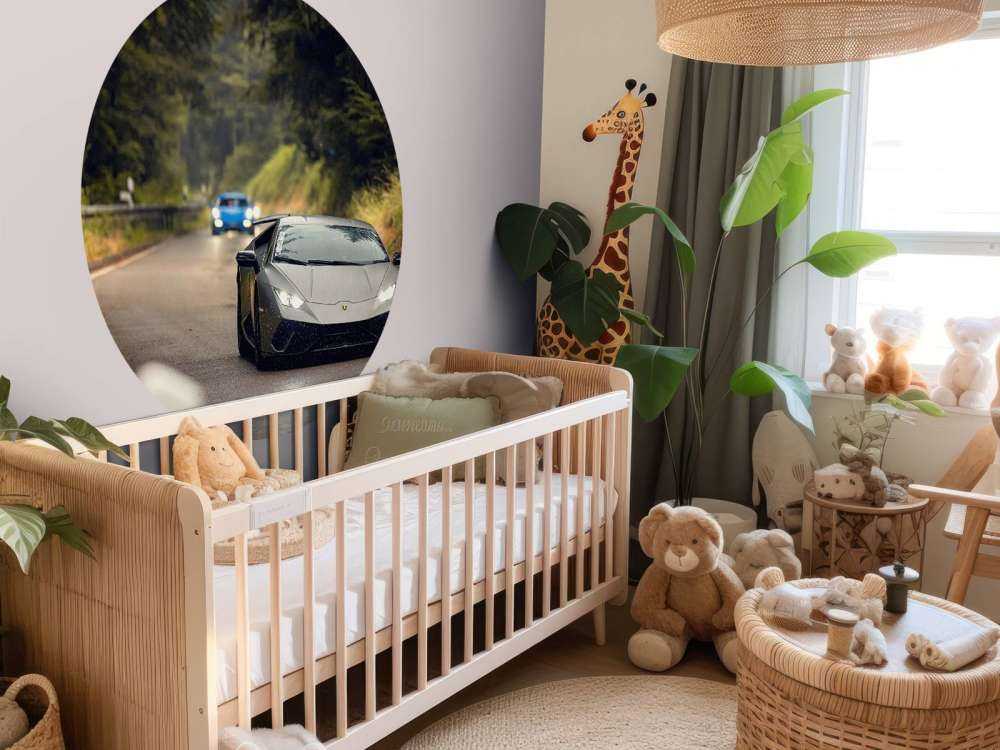 Matte gray Lamborghini in nature