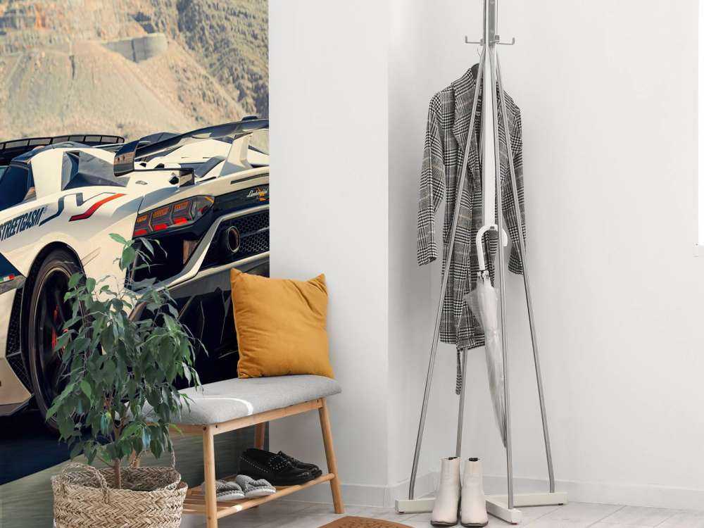 Supercar on mountain pass