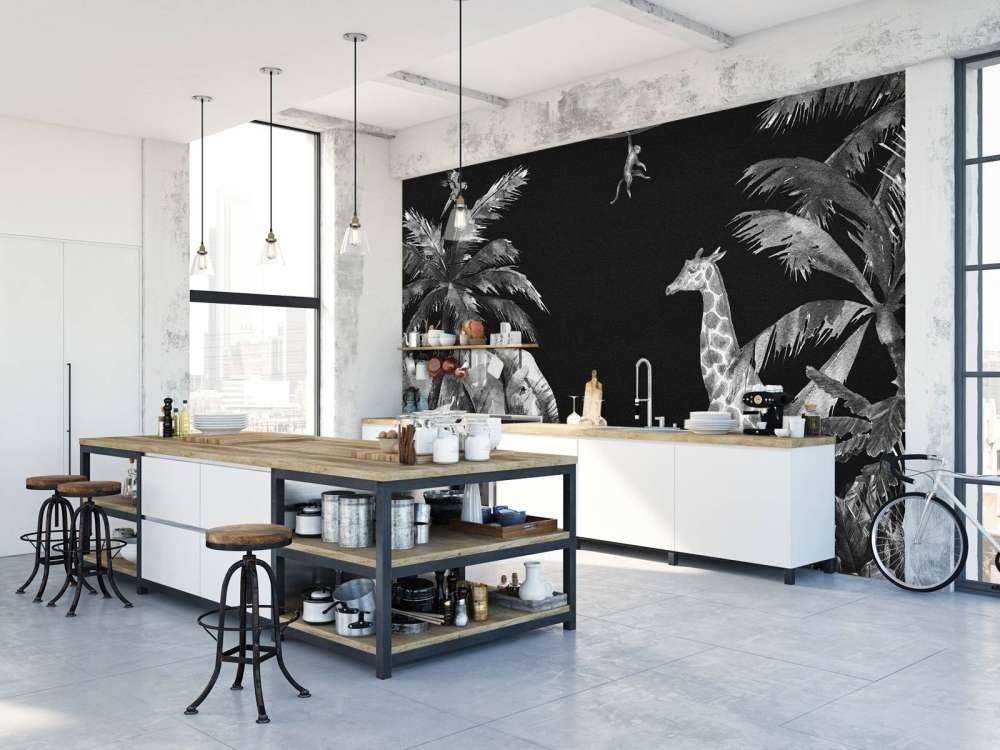 Black and white jungle animals