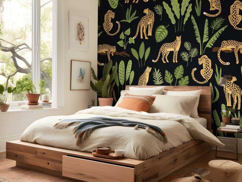 Leopard pattern on a black background