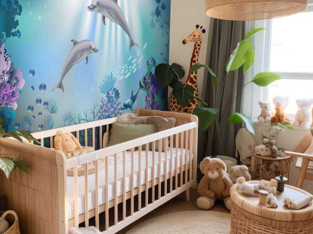 Underwater world with dolphins