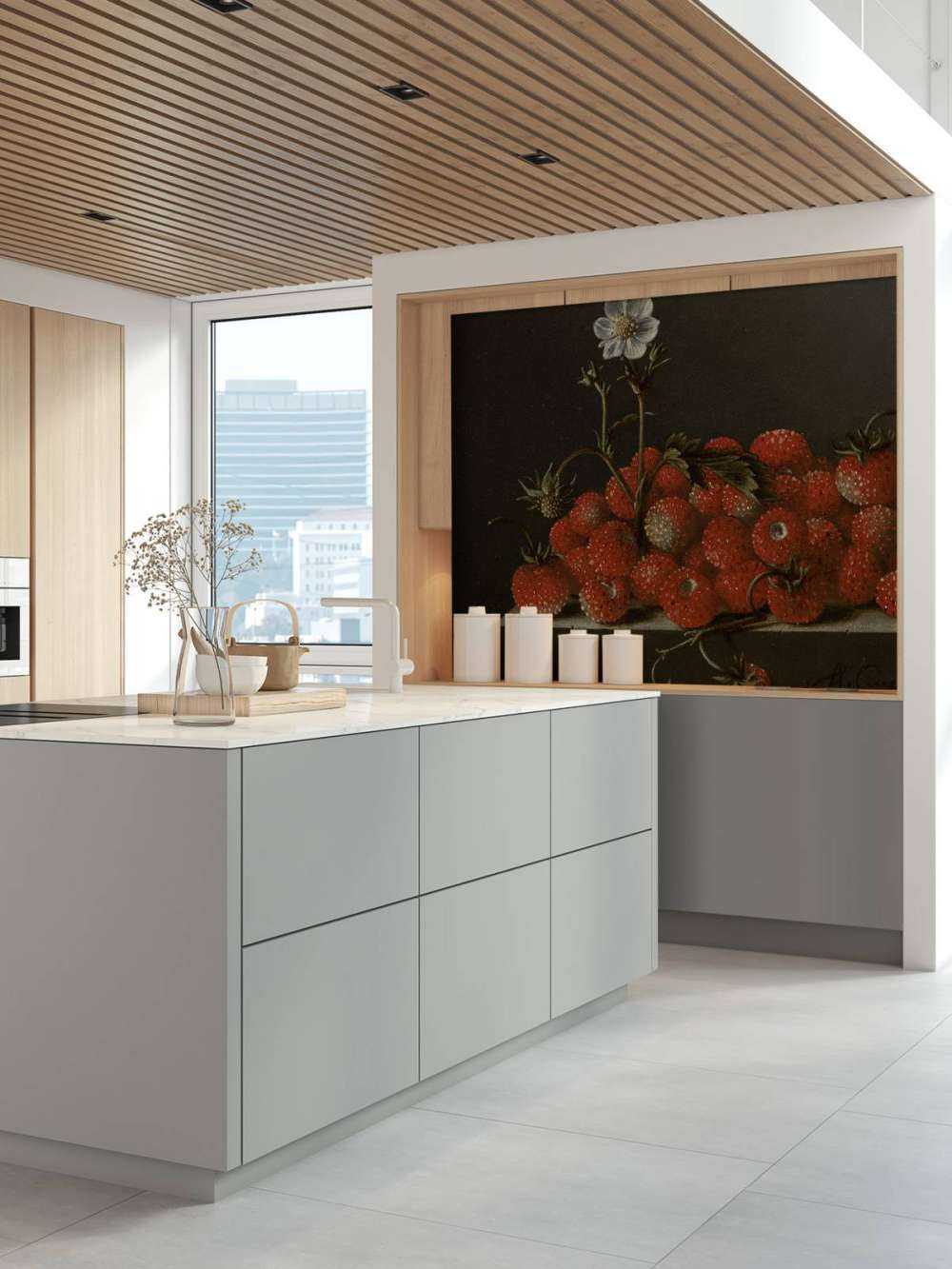 Still life with forest strawberries