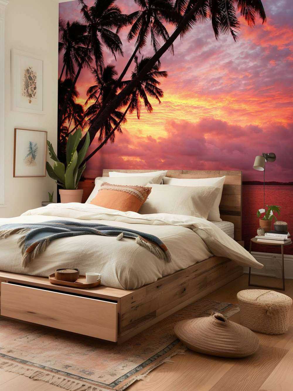 Palm trees over a red ocean