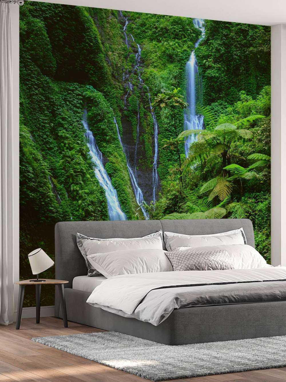 Green jungle and waterfalls