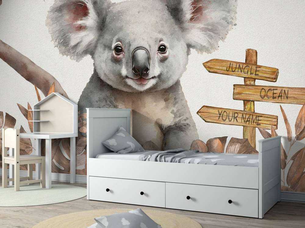 Baby koala in jungle taupe