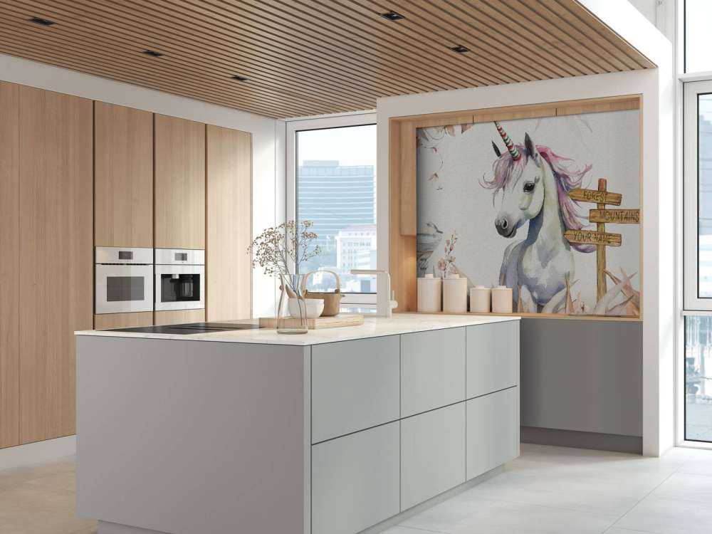 Baby unicorn with plants taupe