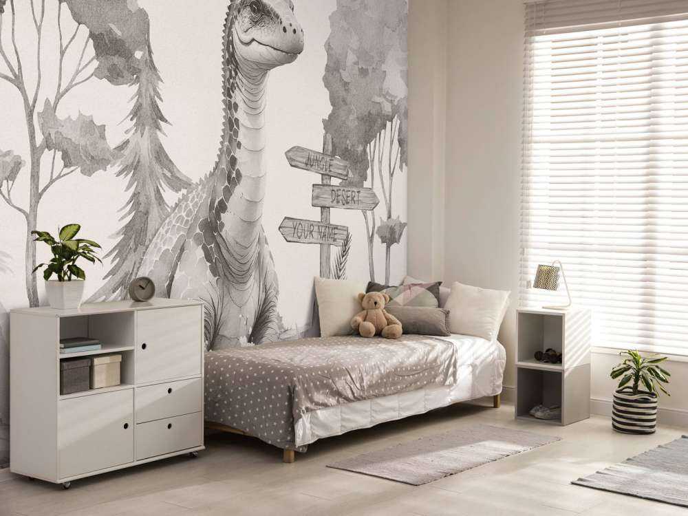 Baby brachiosaurus in the beige jungle