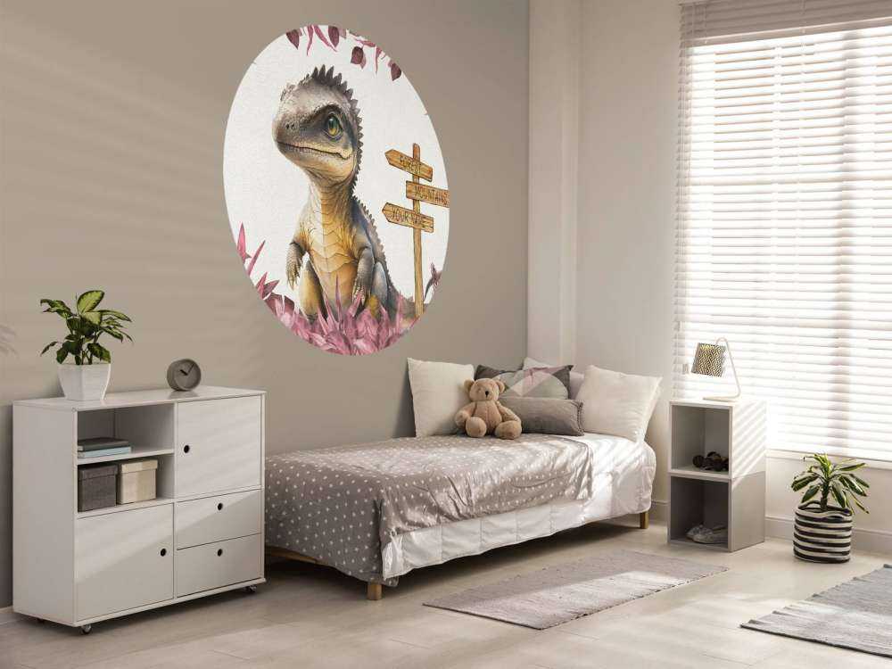 Baby spinosaurus in the pink jungle