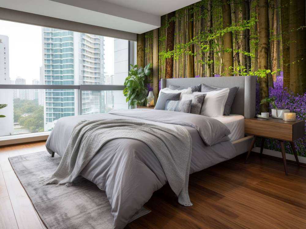 Forest with purple flowers