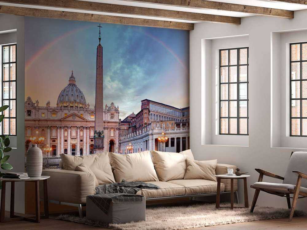 St Peter's Square with rainbow