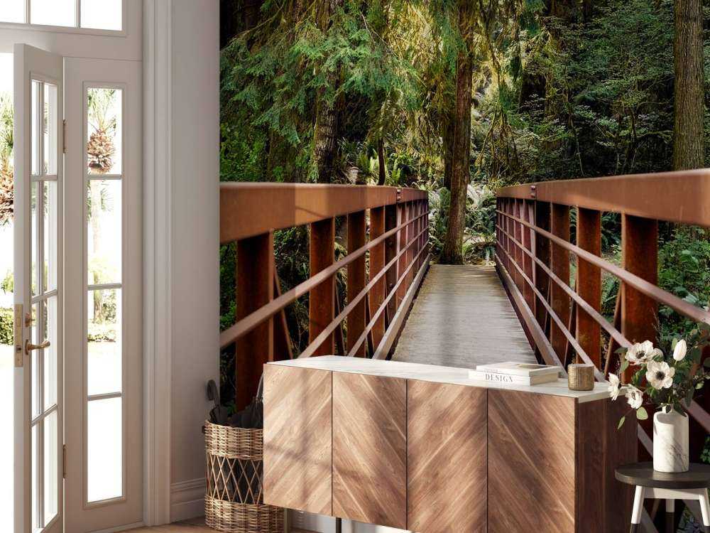 Rusty bridge in the forest 