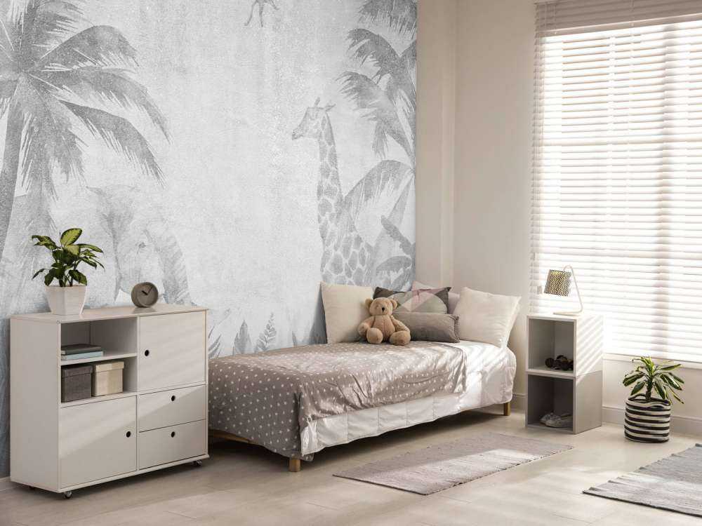 Cheerful jungle animals on concrete