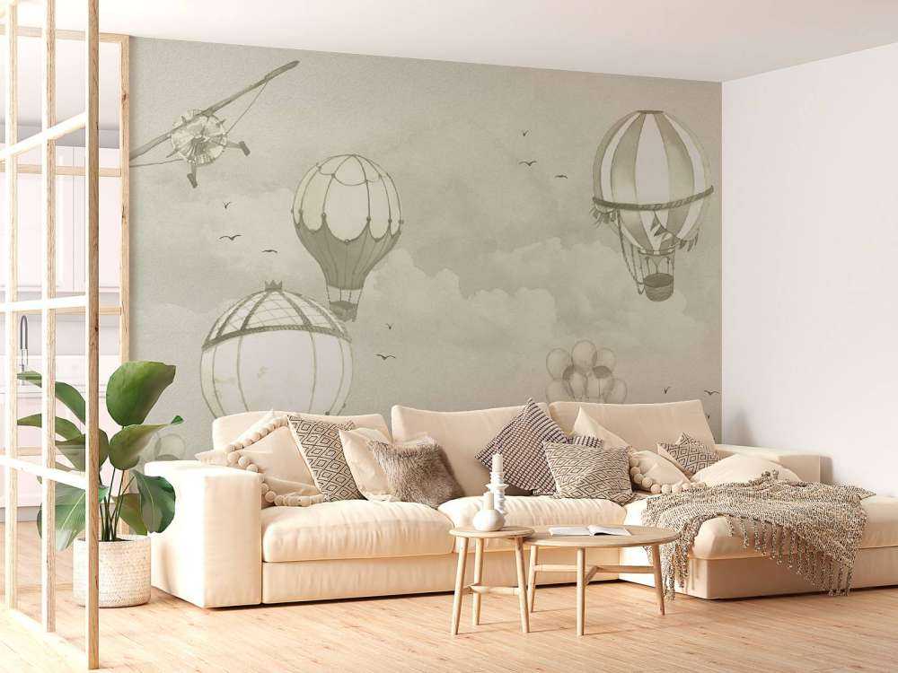 Hot-air balloons in green