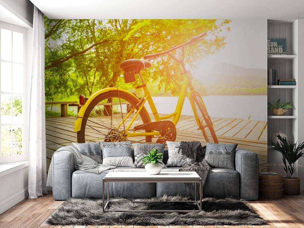 Yellow bike on jetty