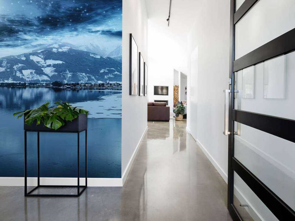 Frozen lake at night