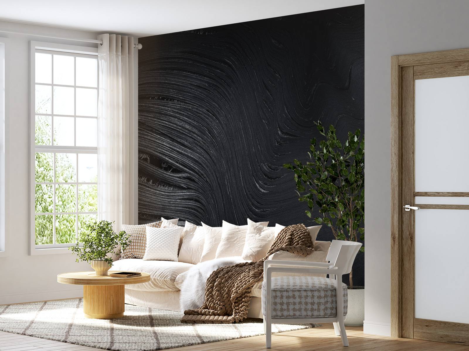 Old palm leaf in black and white