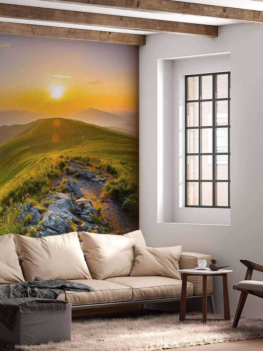 Sunset in a mountainous landscape