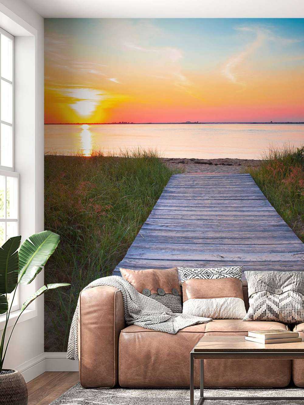 Beach and wooden road