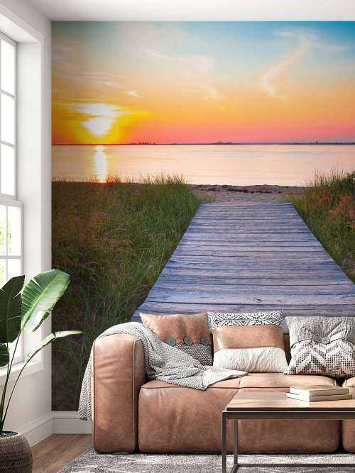 Beach and wooden road