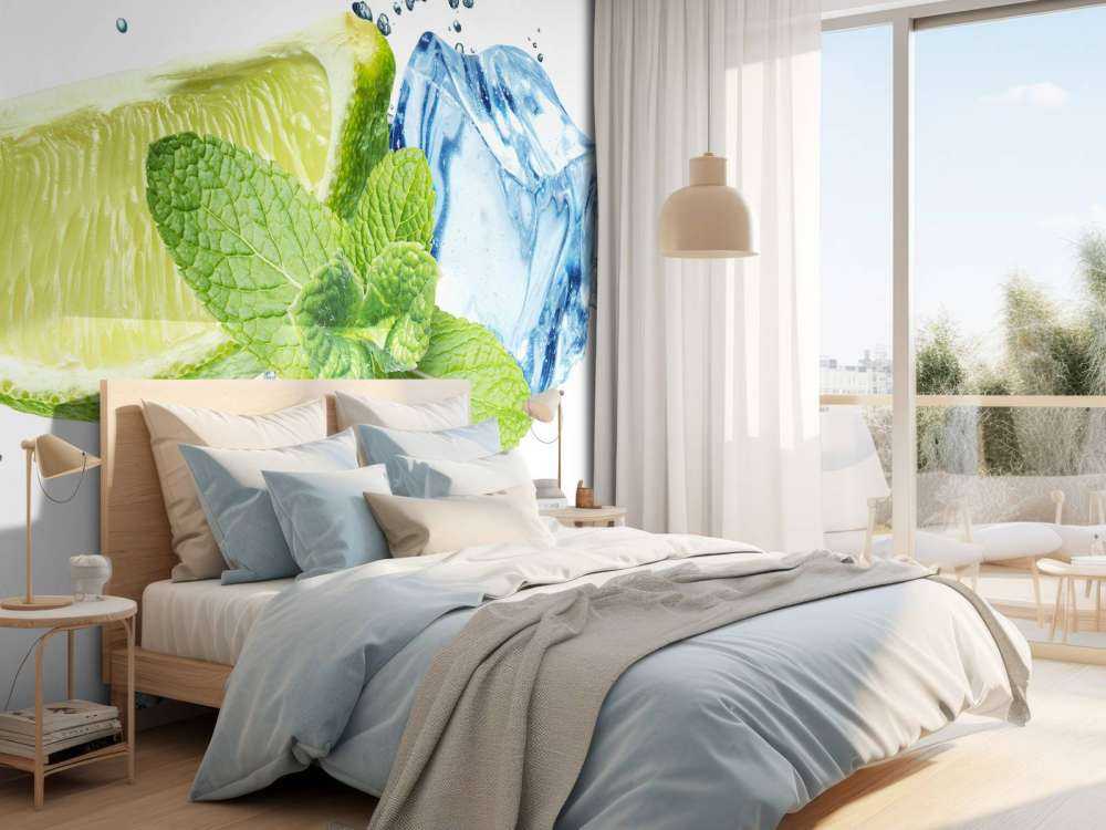 Splashing water with mint and lime