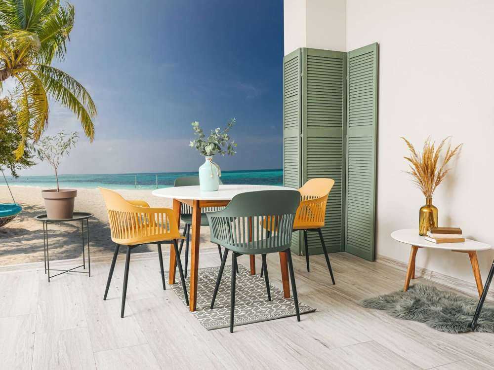 Tropical beach with swing