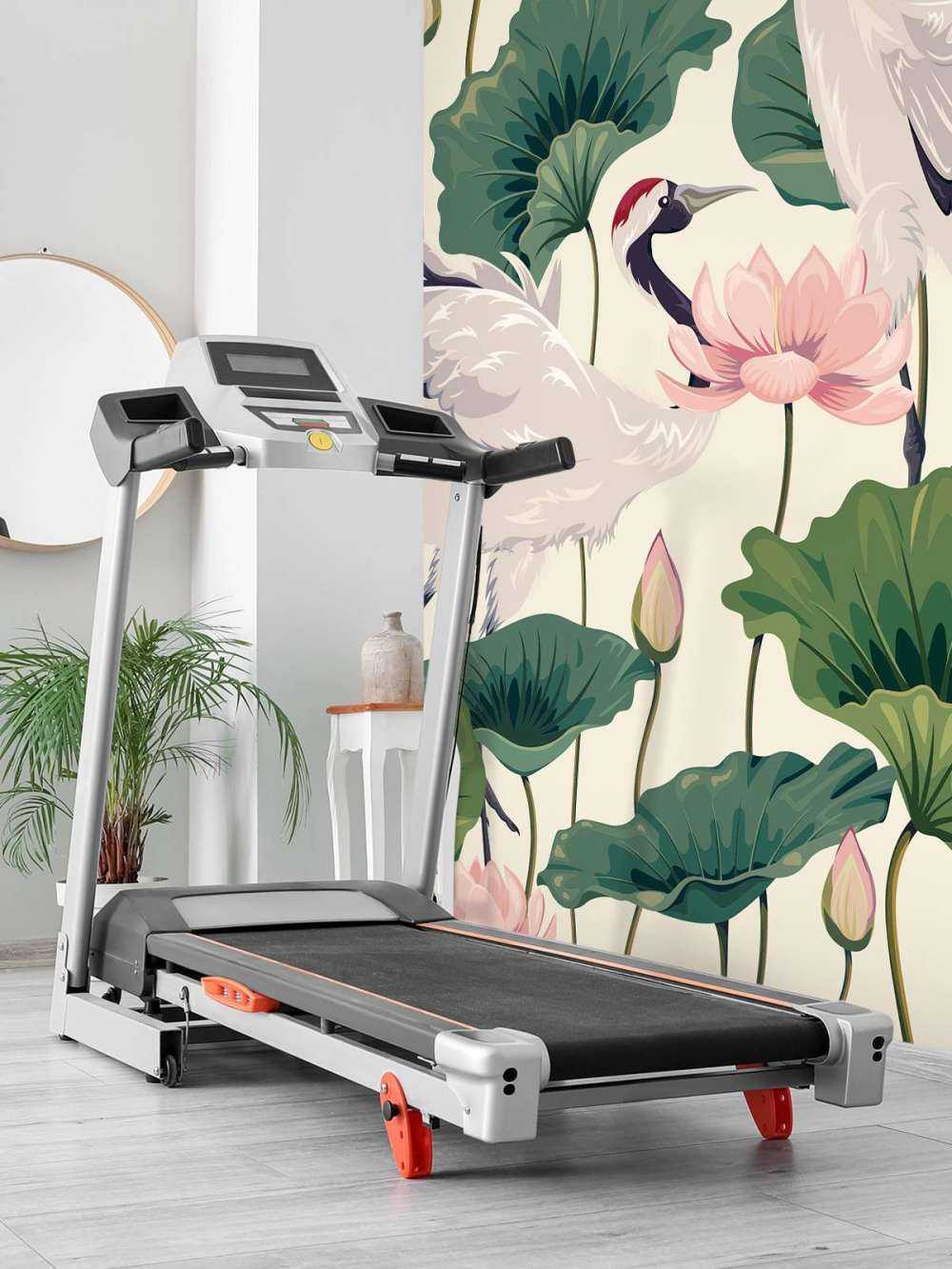 Crane couple with lotus