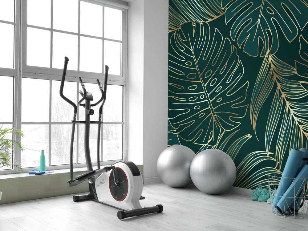 Green leaves with gold