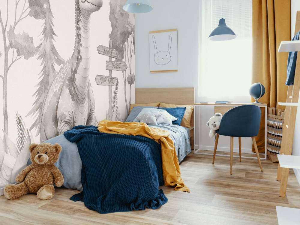 Baby brachiosaurus in the beige jungle