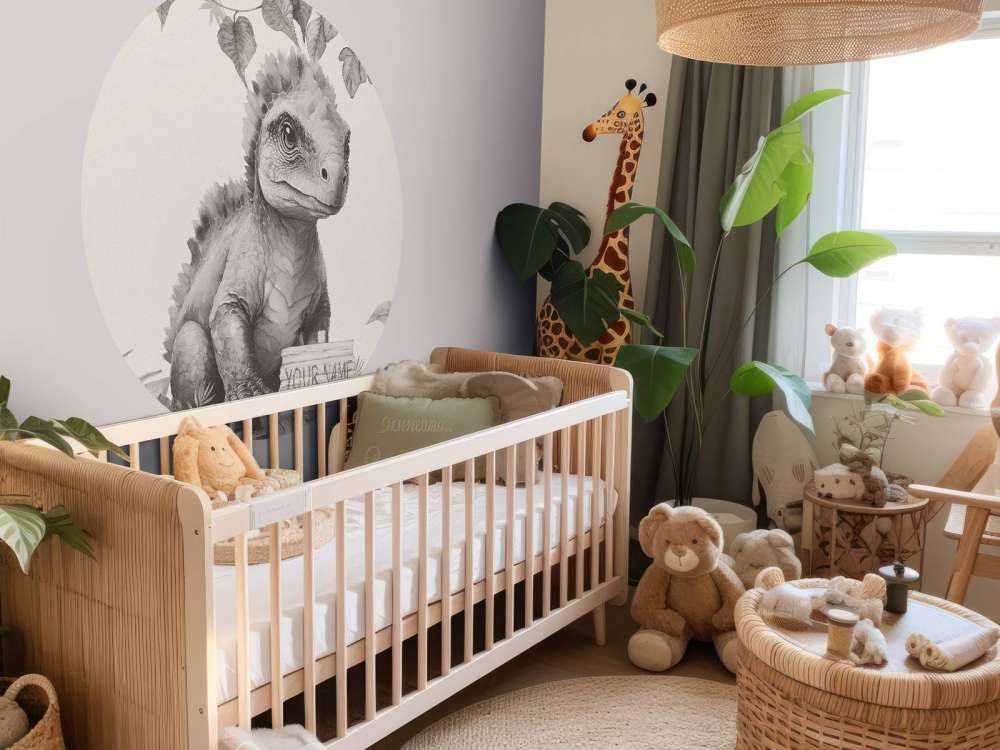 Baby ankylosaurus in the beige jungle