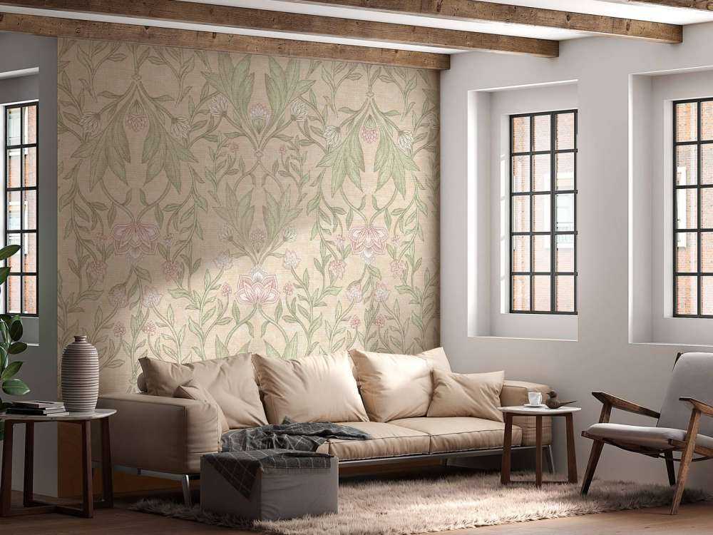 Morris floral damask - peach fuzz