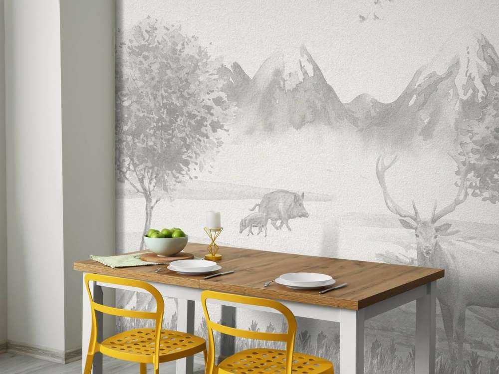 Forest animals in shades of grey