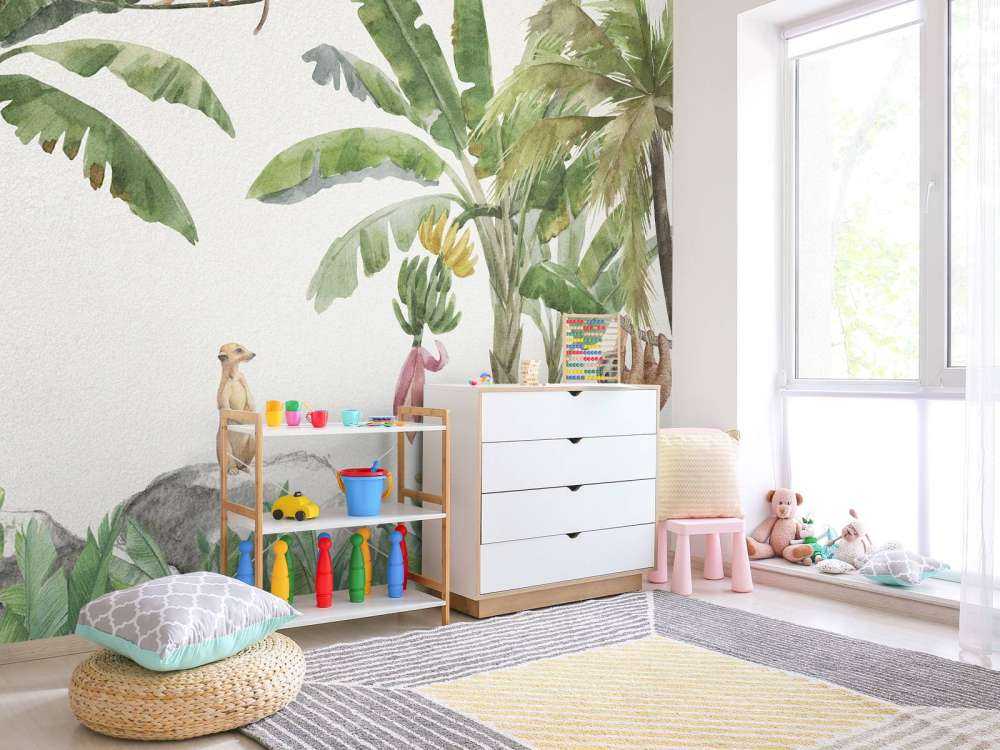 Jungle with colourful animals