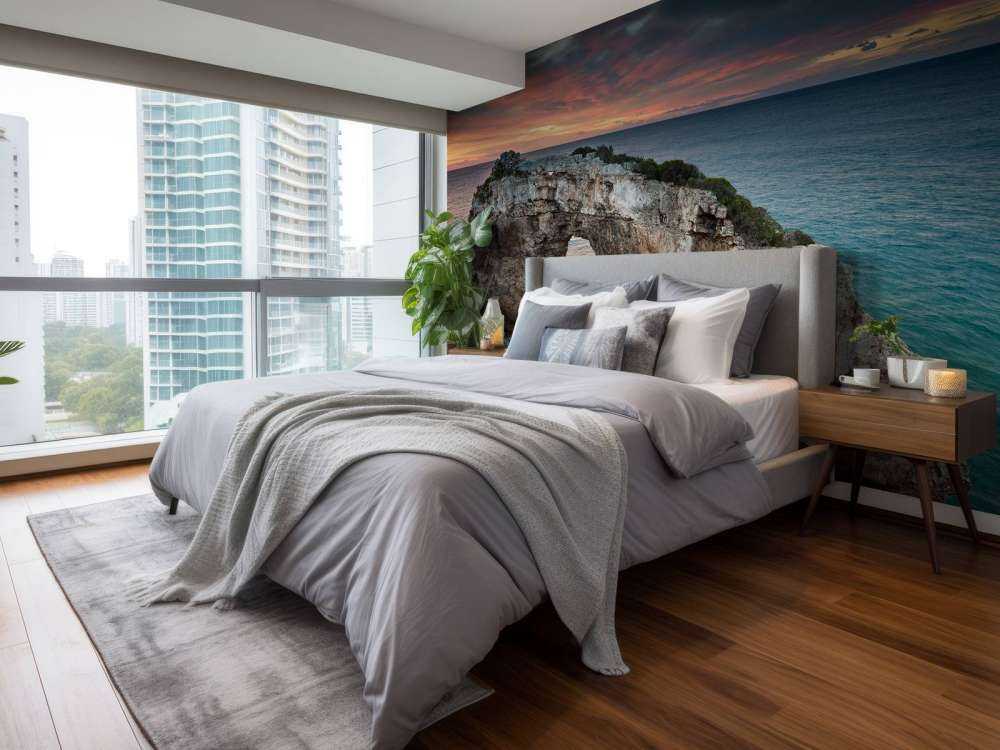 Curved rock in the sea