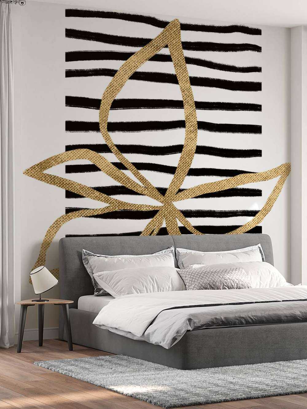 Golden Flower on Black Stripes
