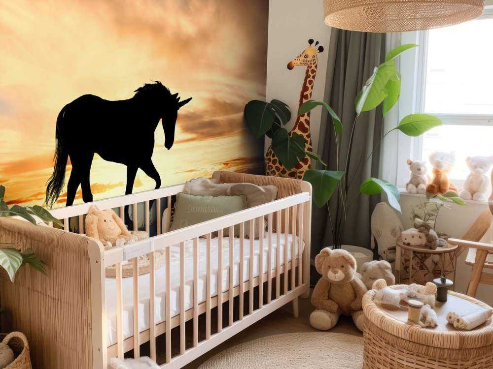 Unicorn silhouette at sunset