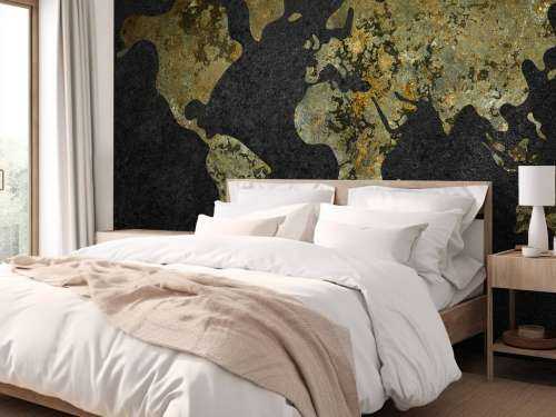 World map with gold-green texture