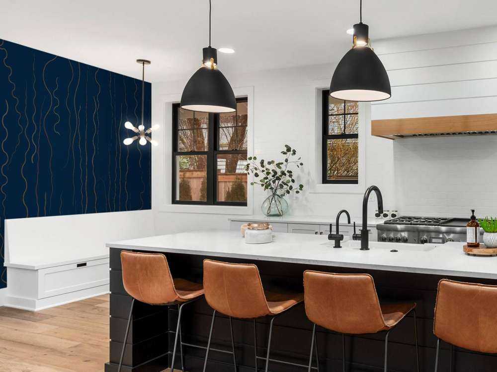 Organic lines grass midnight blue