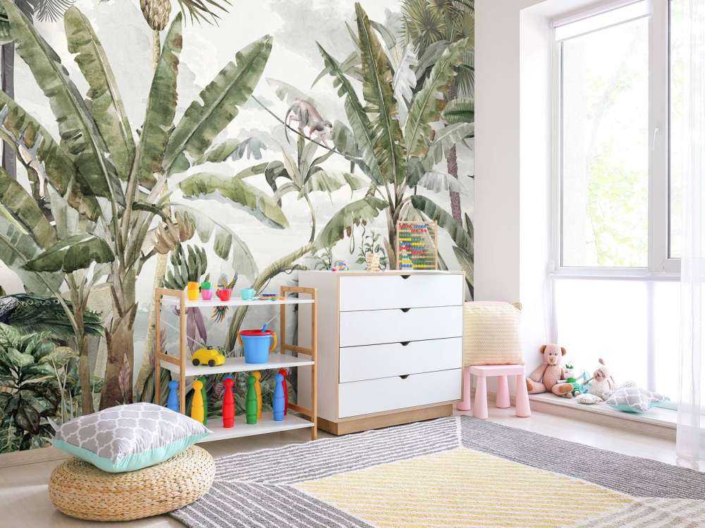 Tropical drawing of rainforest