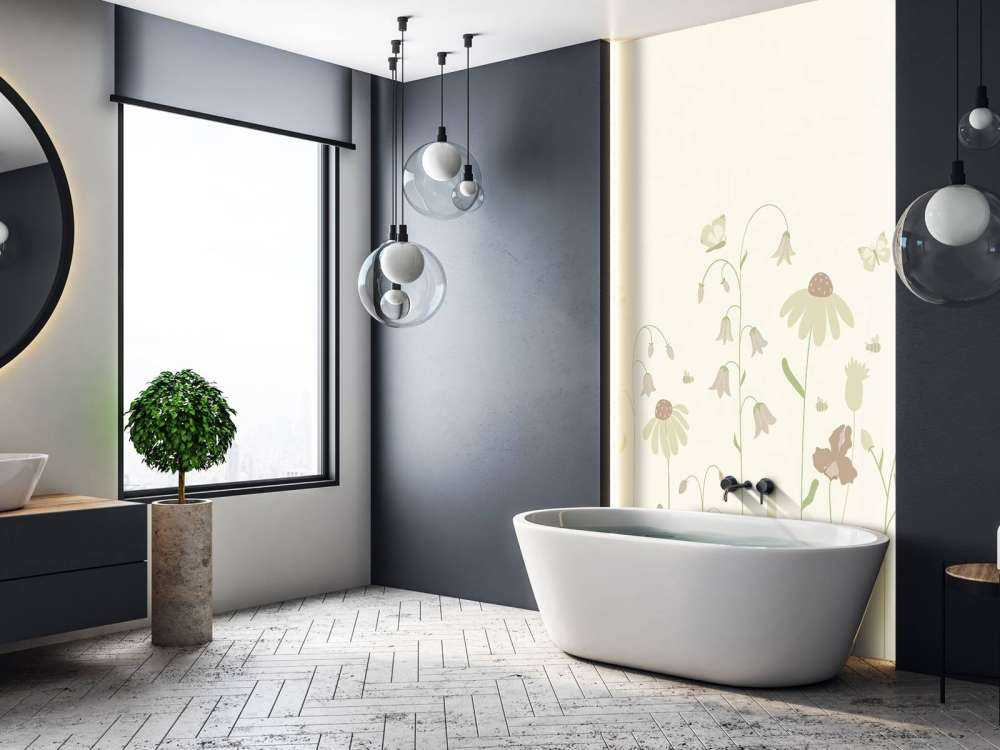 Flower field high with butterflies beige and old pink