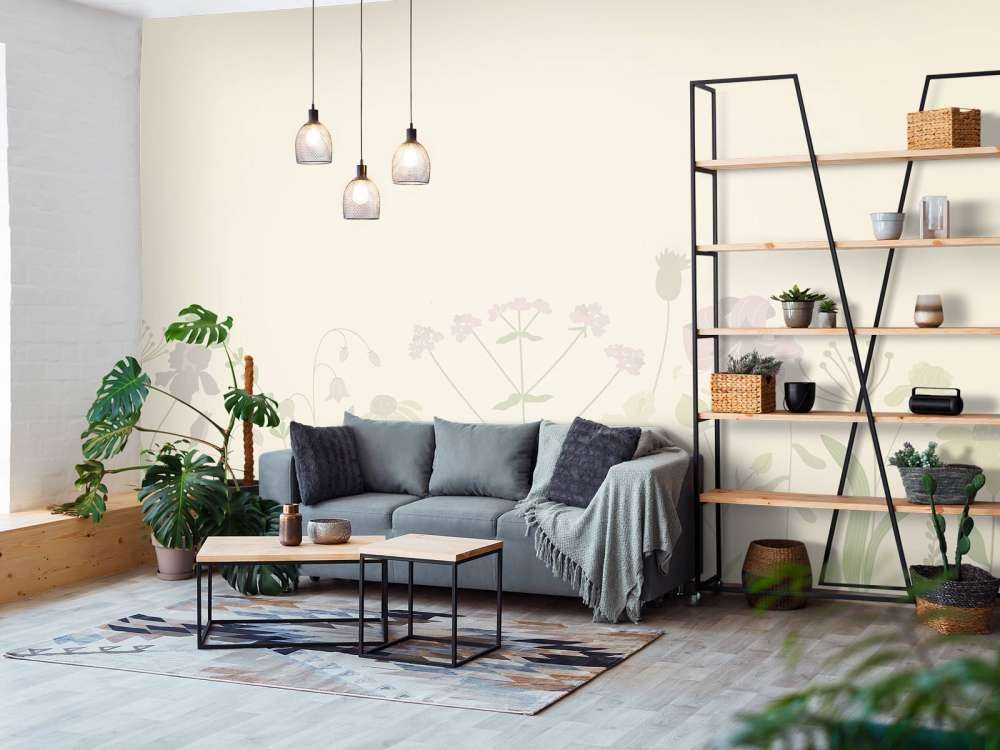 Field of flowers beige and old pink