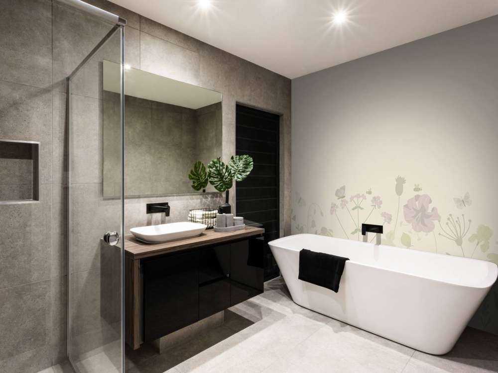 Field of flowers with butterflies beige and old pink