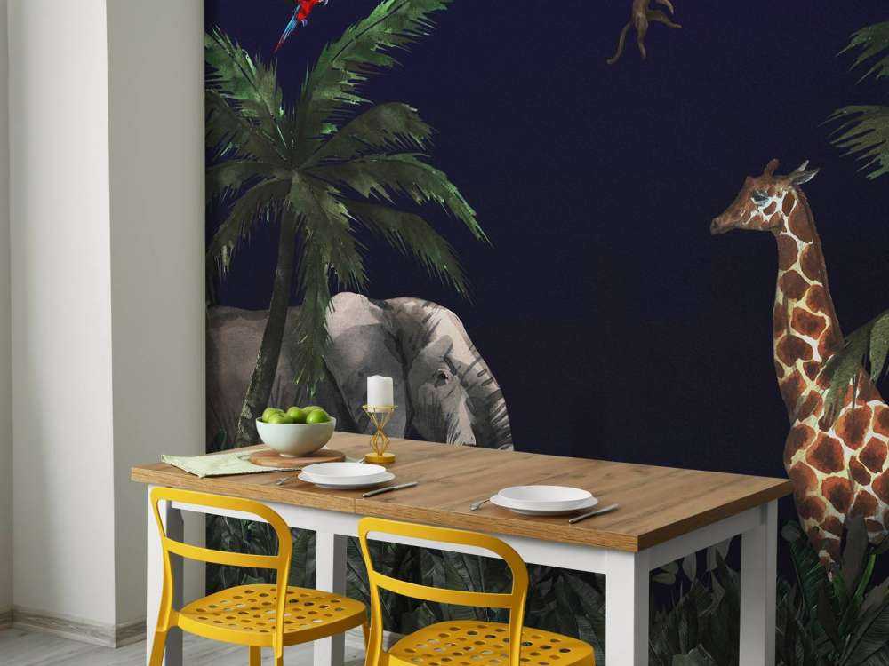 Jungle animals at night