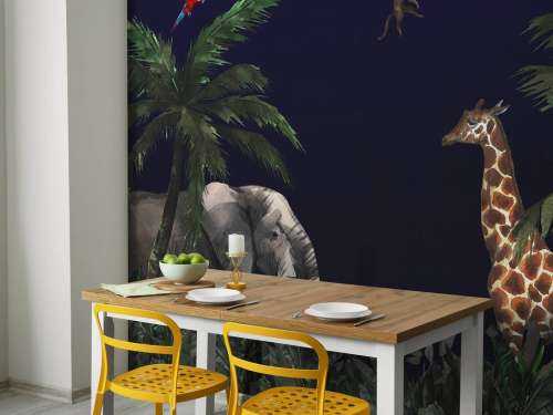 Jungle animals at night