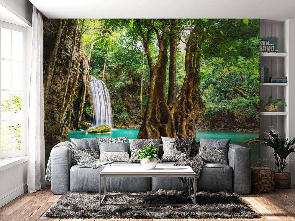 Waterfall in tropical jungle