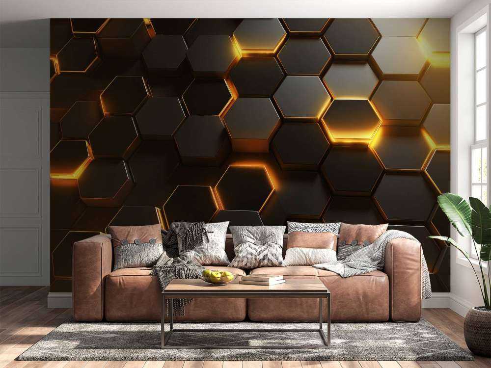 Glowing Golden Hexagons