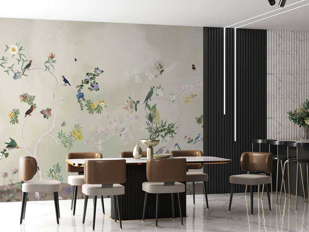 Birds in Garden Panorama 3